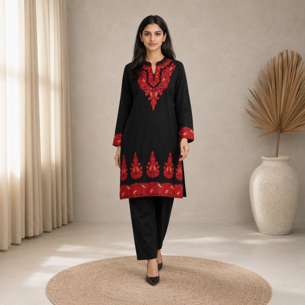Kashmiri Aari Work Long Kurti 