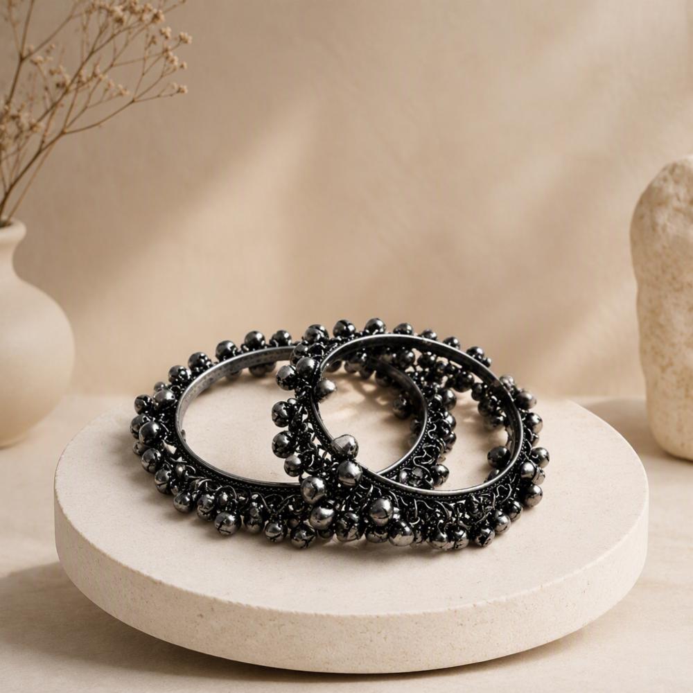 Archana Oxidized Silver Ghungroo Bangles