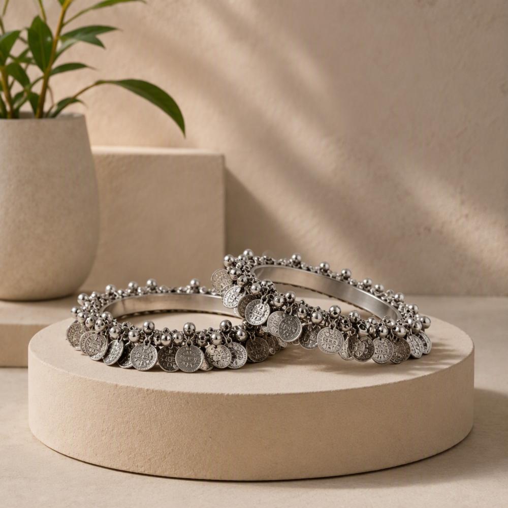 Seher Oxidized Silver Ghungroo Bangles