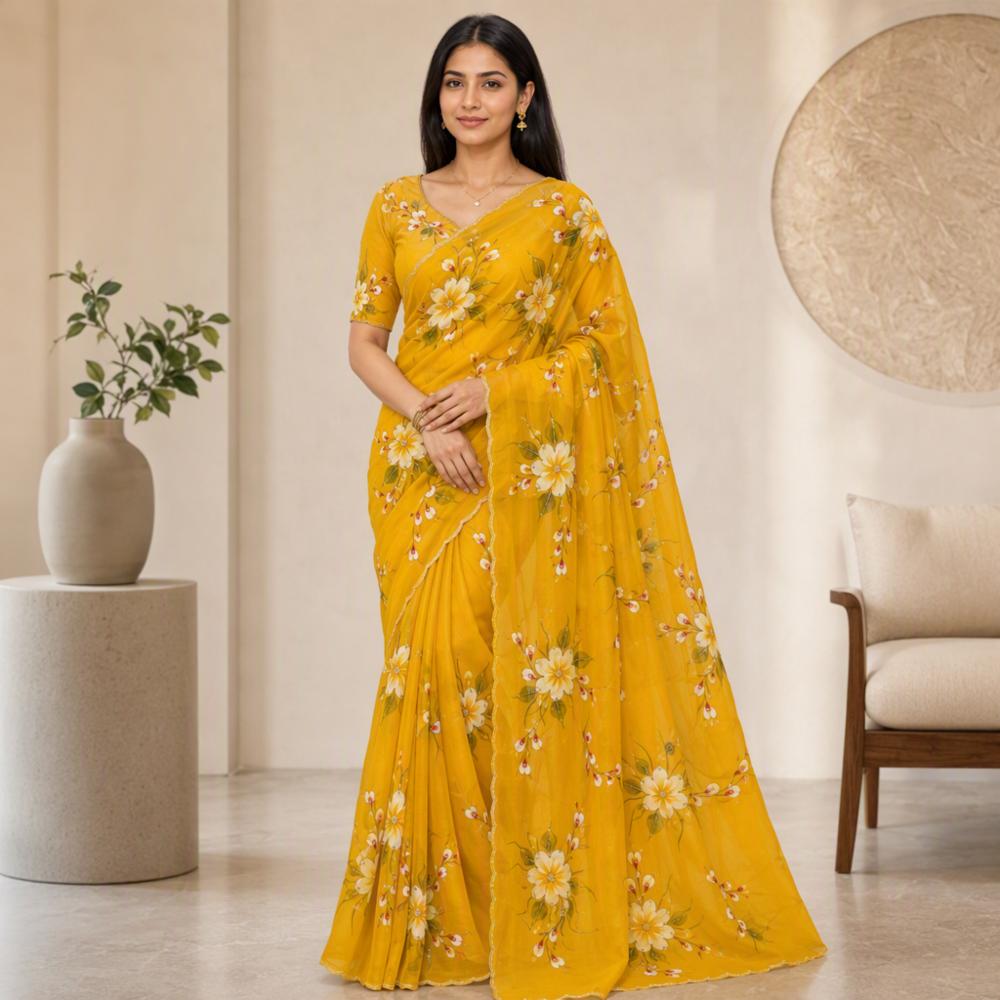 Pure Chiffon Handwork Saree