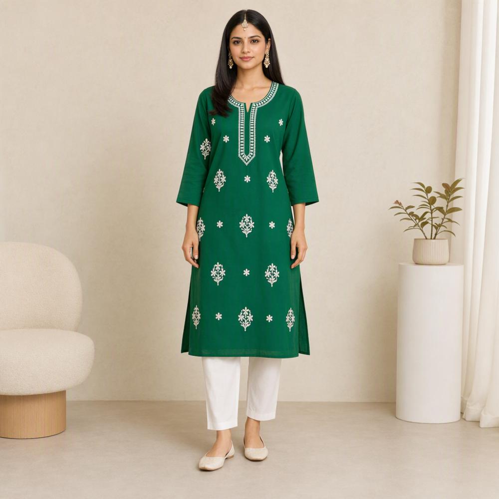 Embroidered Pure Cotton Kurti 