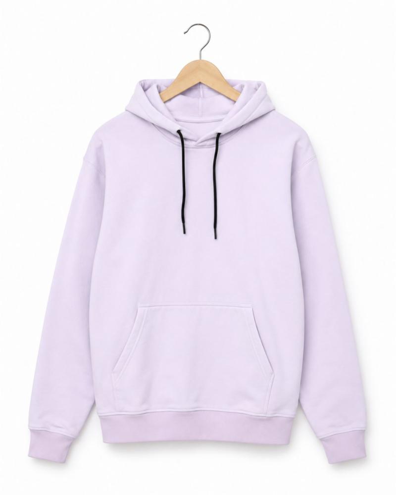 aaPastel Lavender Oversized Pullover Hoodie for Men