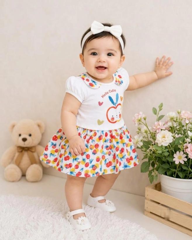 Baby Girl Top with Skirt Hosiery Cotton Fabric
