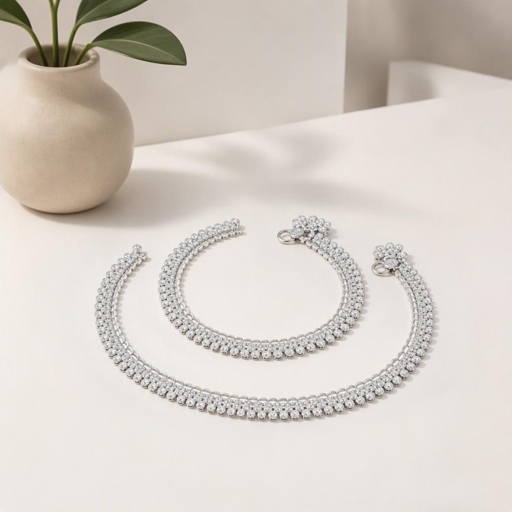 Silver Plated Traditional Payal Pair for Women