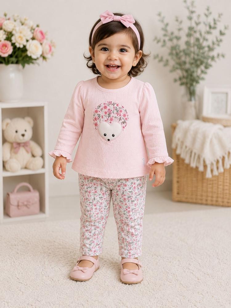 Girls Cotton Western Dress Set with Printed Pant 