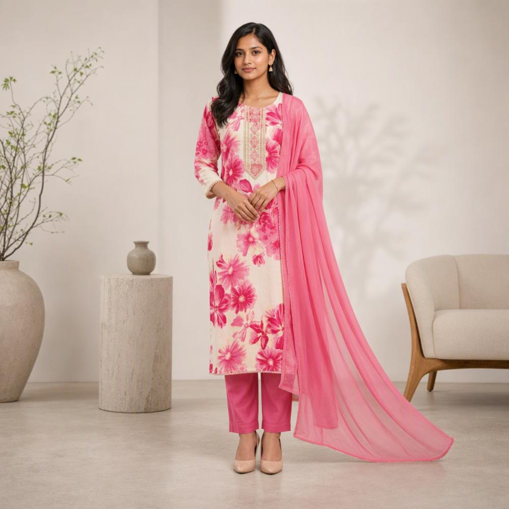 Rayon Straight Kurti Pant Dupatta 
