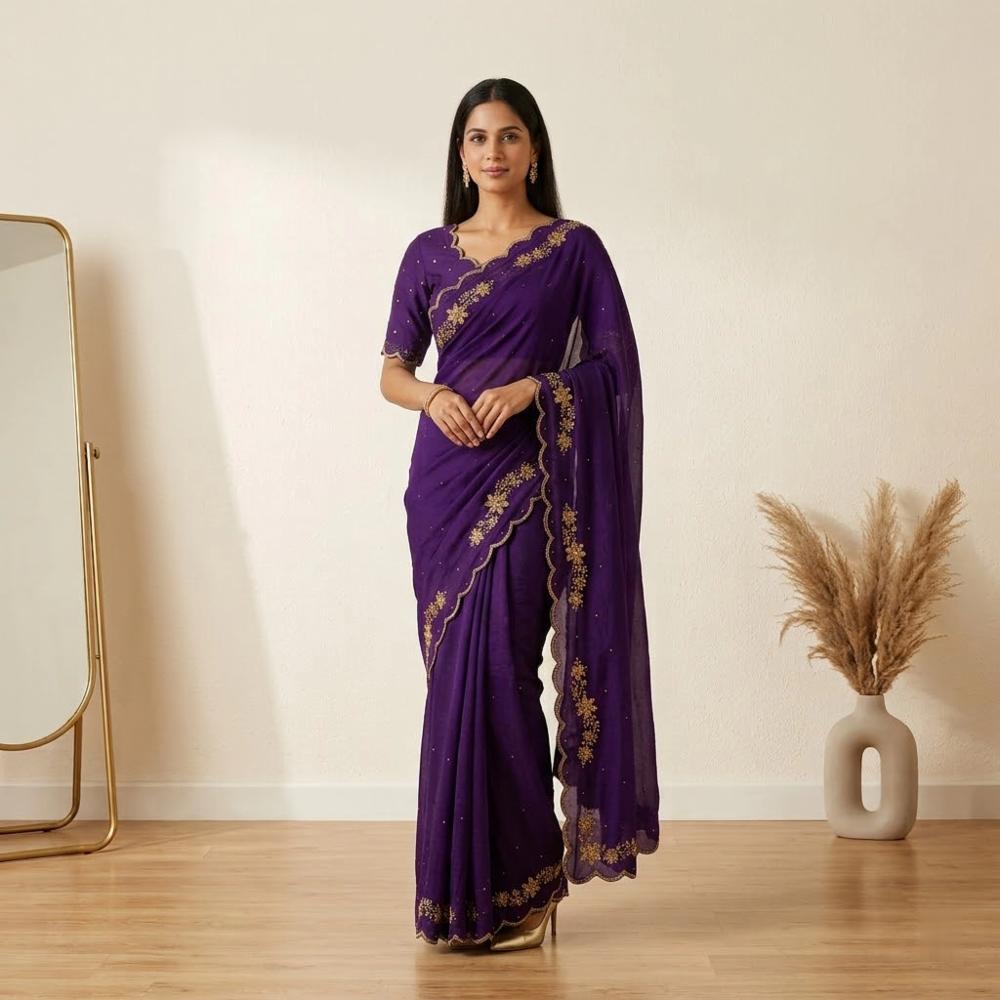 Soft Rangoli Karsh Saree with Cutdana and Arco Border