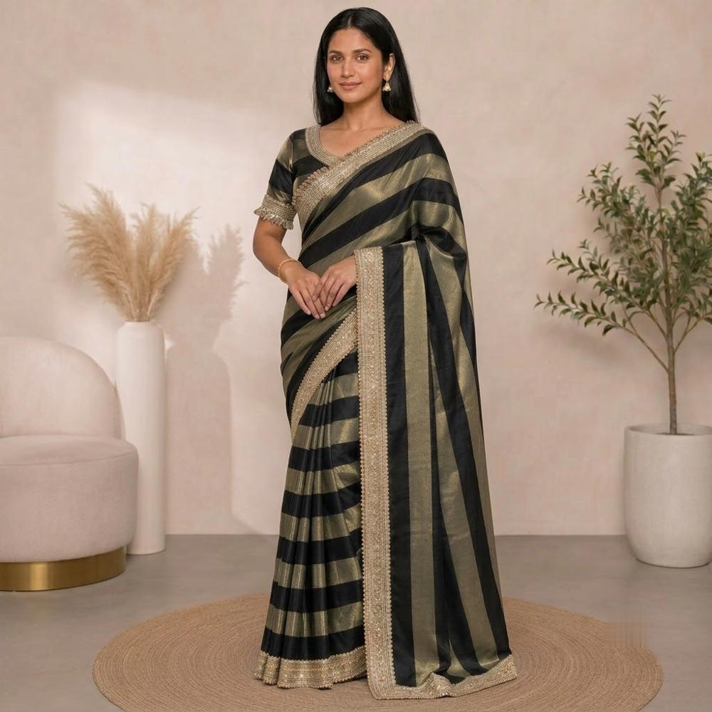 9 Patta Space Silk Saree with Lace Blouse