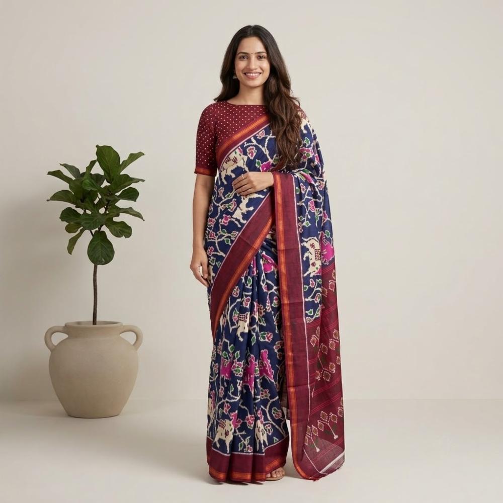 Muslin Cotton Saree with Zari Border 