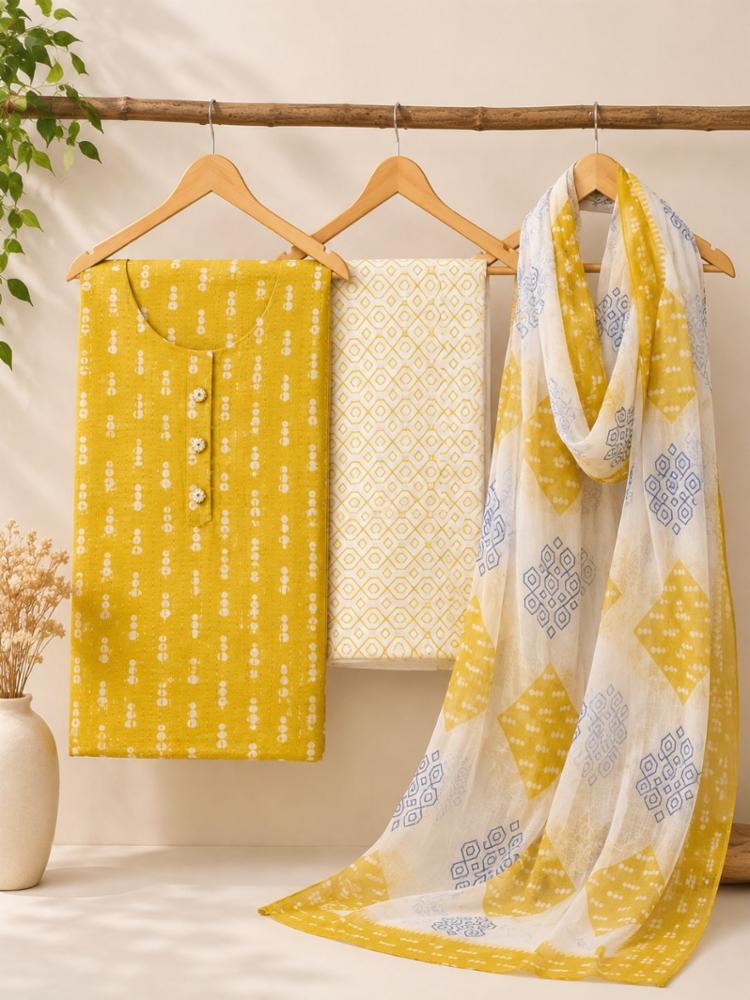 Cotton Printed Suit Fabric with Matching Dupatta | Unstitched Suit Set