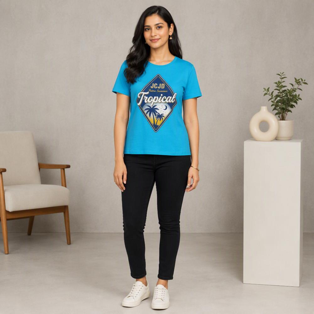Retro Summer Tropical Graphic T-Shirt | Cotton Blend | Short Sleeve