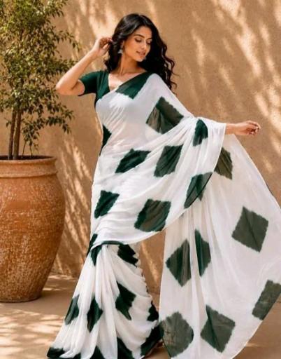 Latest Trend Bandhej Bandhani Trending 2026 Chiffon Designer Saree Printed Bandhani Saree New Design Party Wear Saree And Festive Saree New Collection Fancy Saree for Women Party Wear Summer Chiffon Saree
