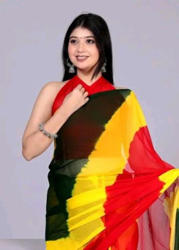 Latest Trend Bandhej Bandhani Trending 2026 Chiffon Designer Saree Printed Bandhani Saree New Design Party Wear Saree And Festive Saree New Collection Fancy Saree for Women Party Wear Summer Chiffon Saree