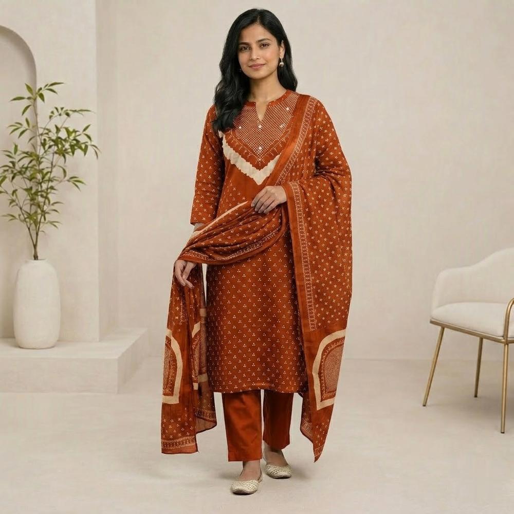 Bandhej Kurta Set with Pant and Dupatta