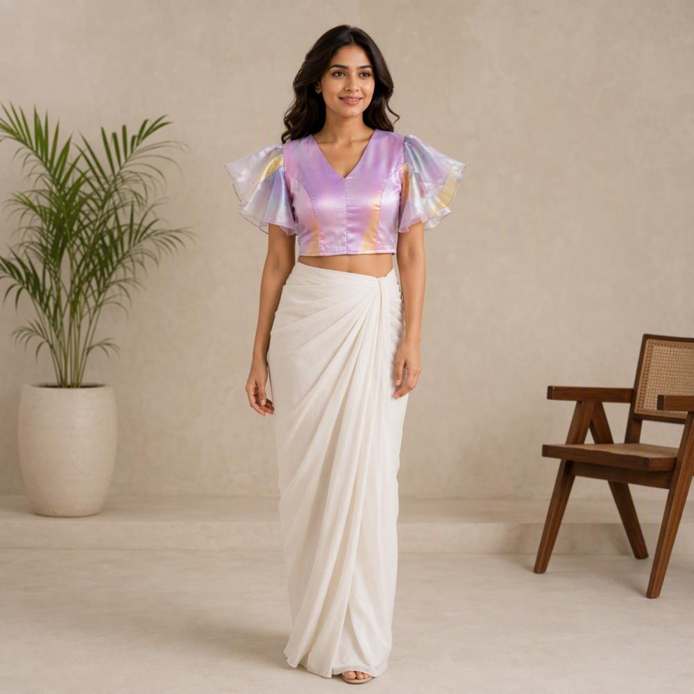 Pastel Rainbow Organza Crop Top