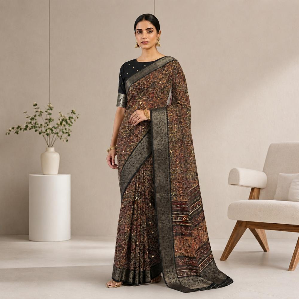 Semi Georgette Saree with Uniform Design