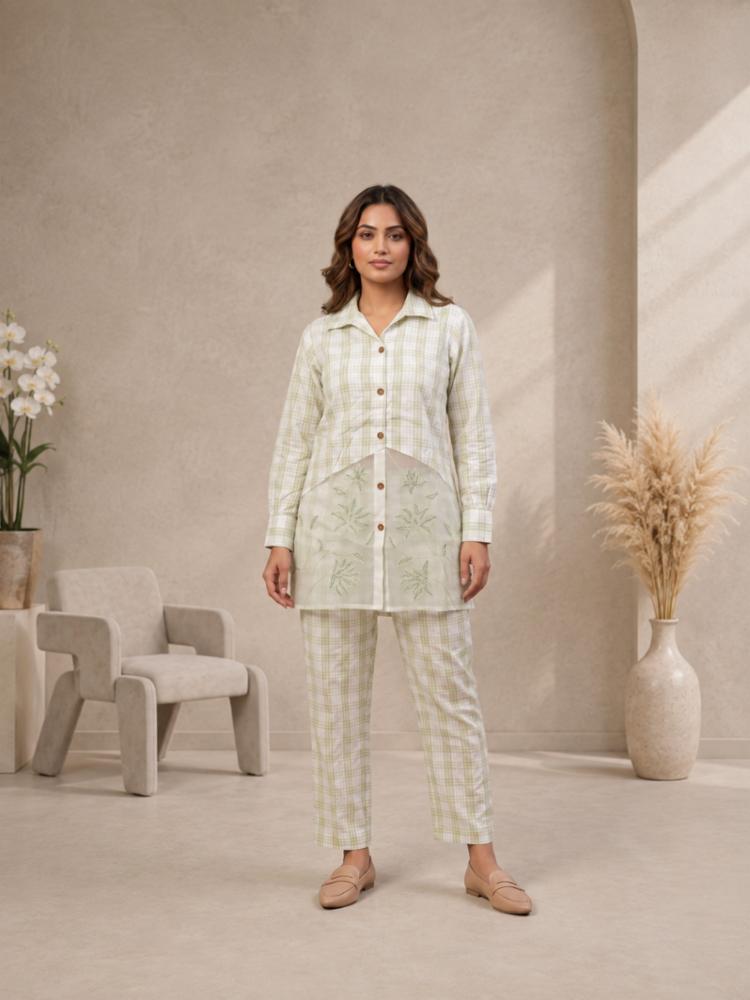 Rakhi Special Embroidered Cotton Organza Co-Ord Set