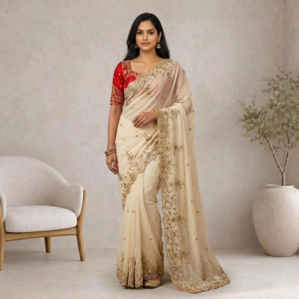 Soft Rangoli Silk Designer Saree with Sequence Embroidery Work