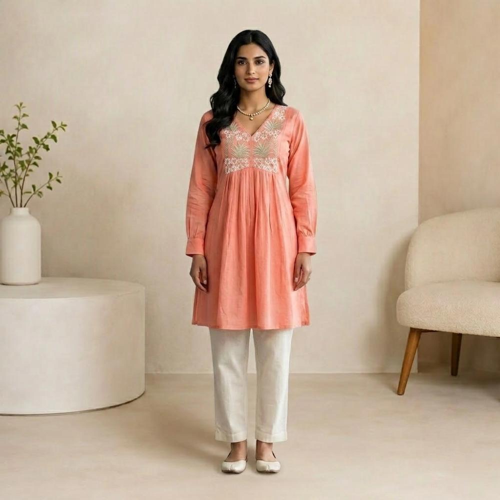Designer Pure Cotton Embroidery Work Co-ord Set