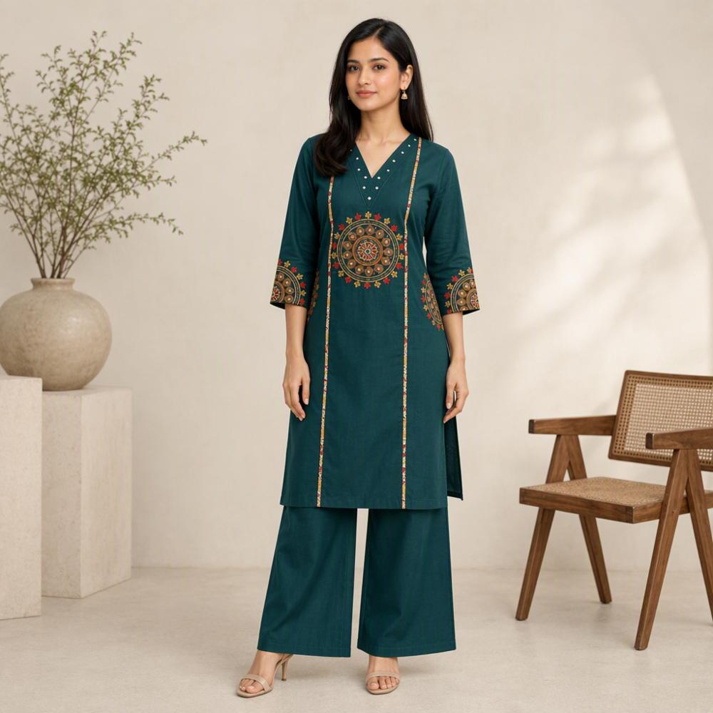 Dhabu Cotton 2 Pc Co-Ord Set for Women