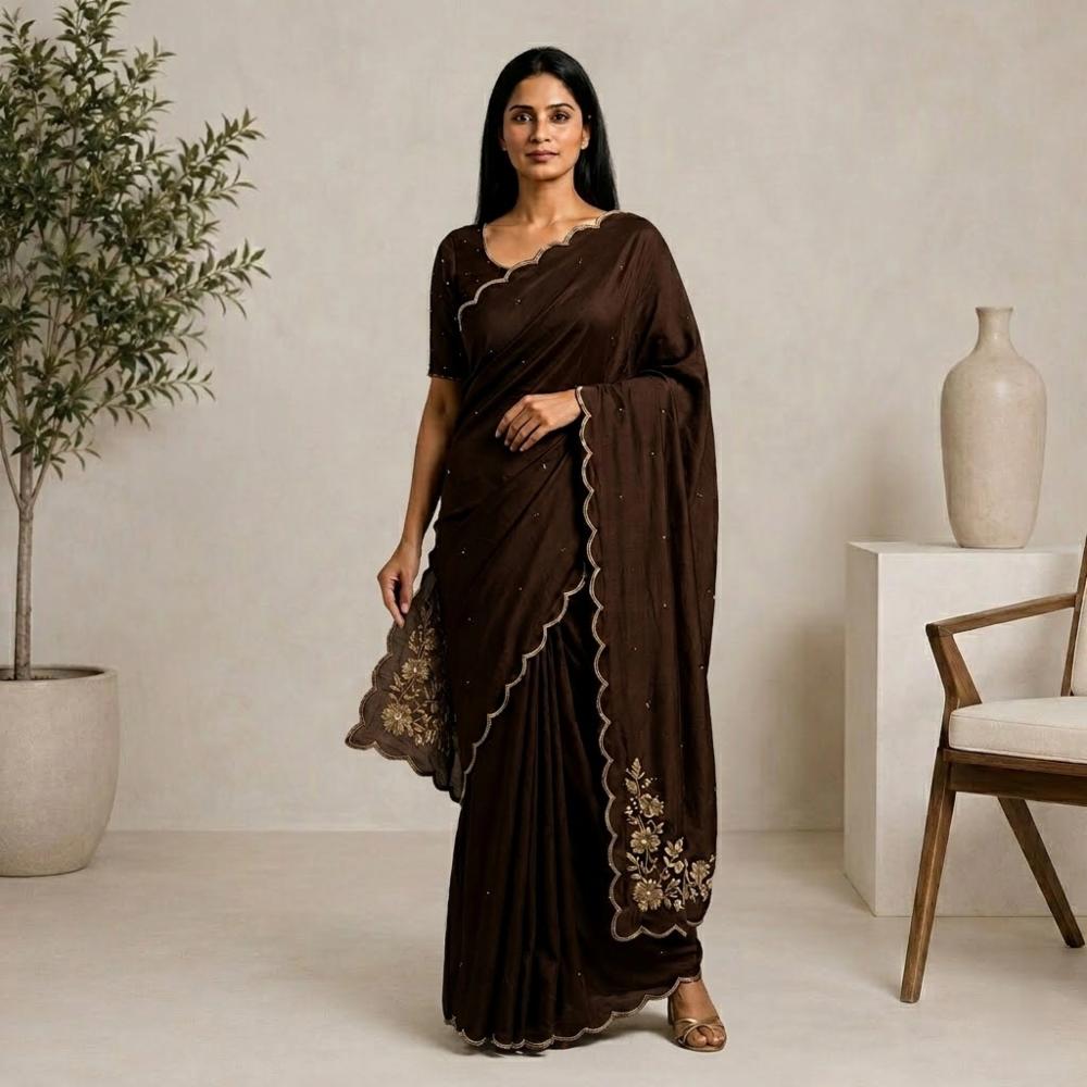 Rangoli Silk Handwork Saree with Butta Design