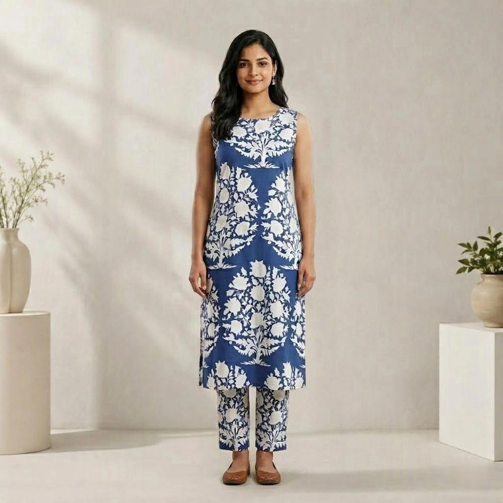 Women Rayon Floral Print Straight Kurta with Pant