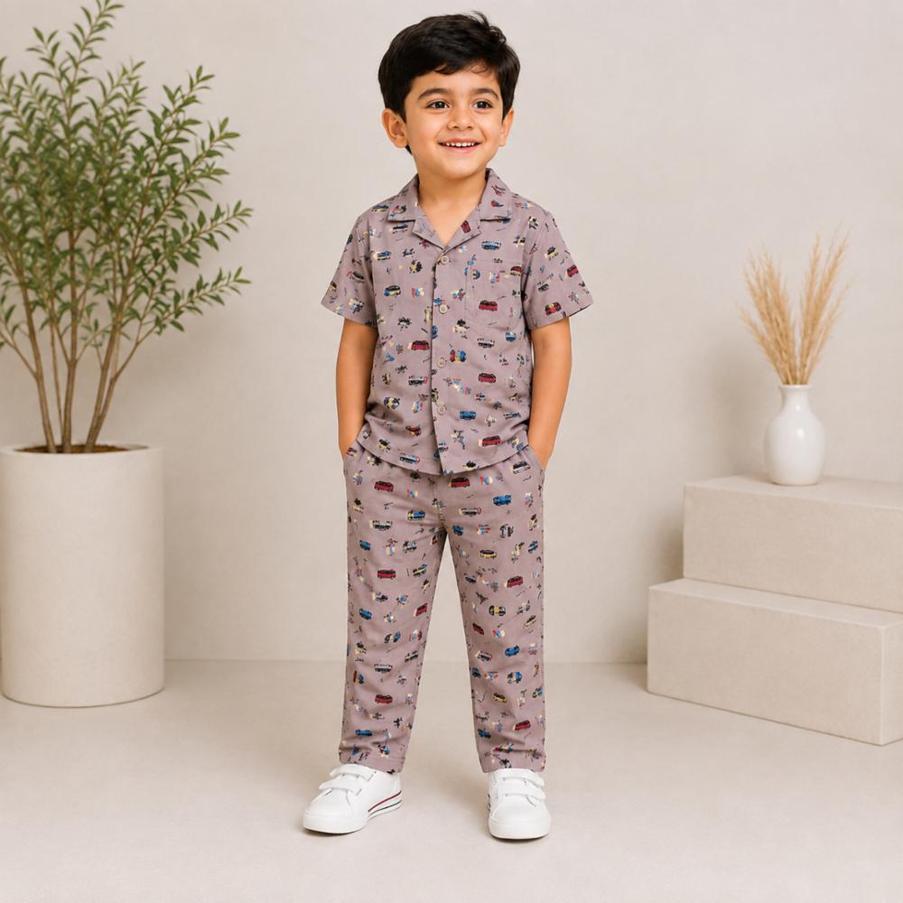 Unisex Kids Night Suit, Hosiery Cotton, Printed