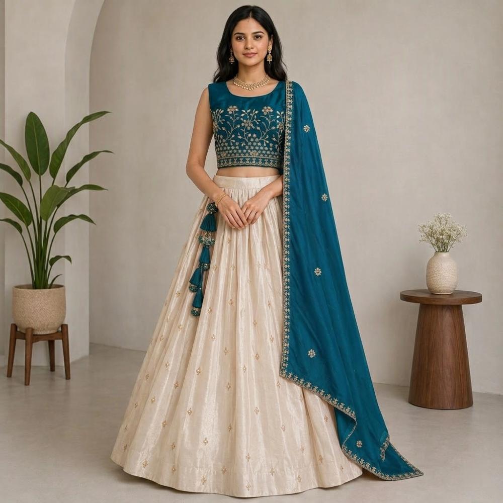 Chinon Satin Lehenga Set with Dupatta