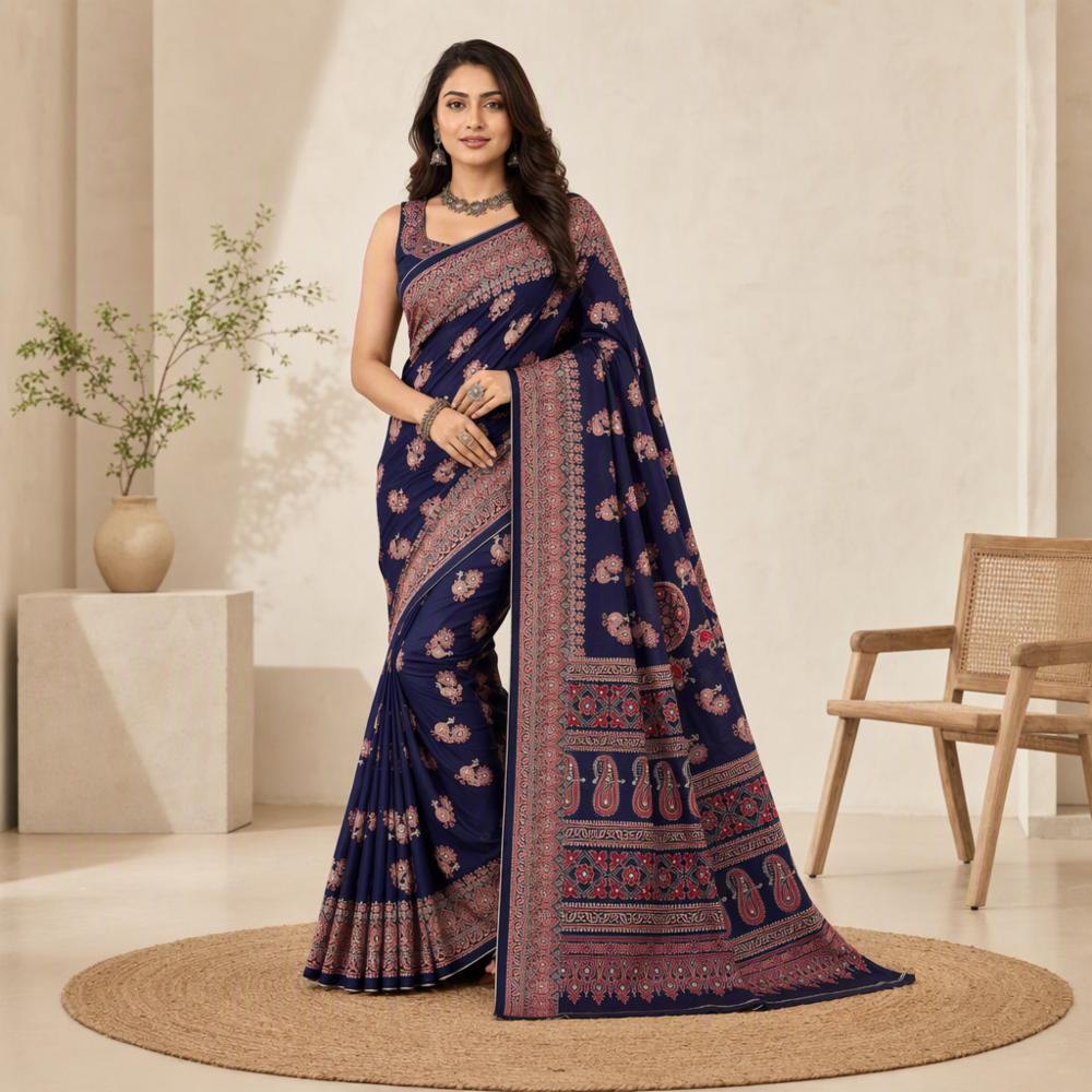 Pure Arjakh Satin Viscose Silk Mirror Work Saree
