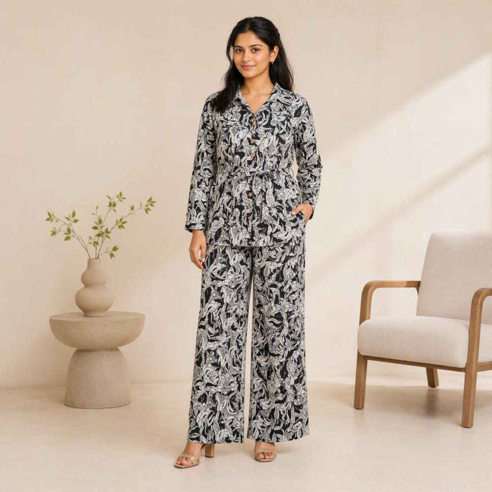 Womenâs Printed Cotton Co-Ord Set