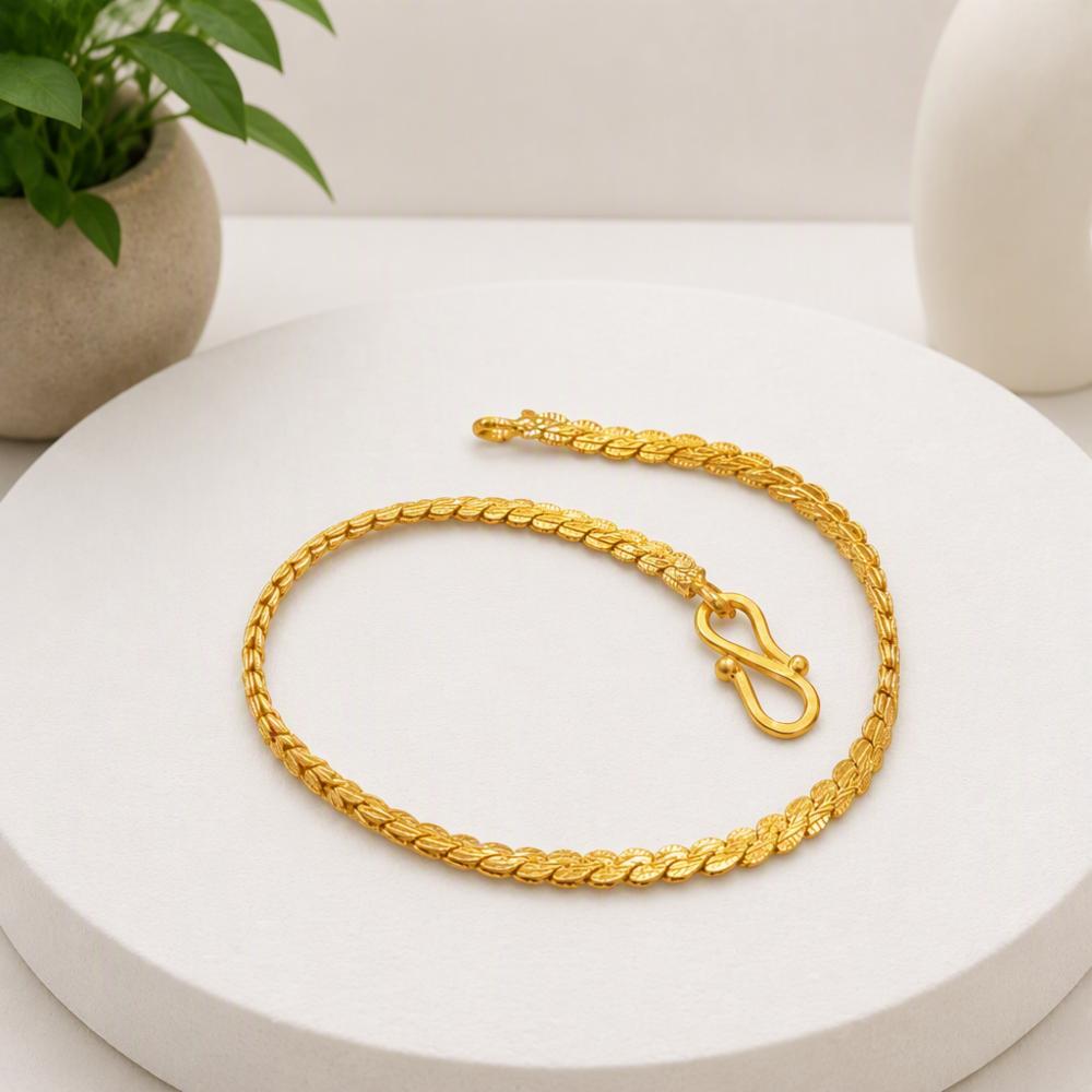 Gold Plated Textured Snake Chain Bracelet