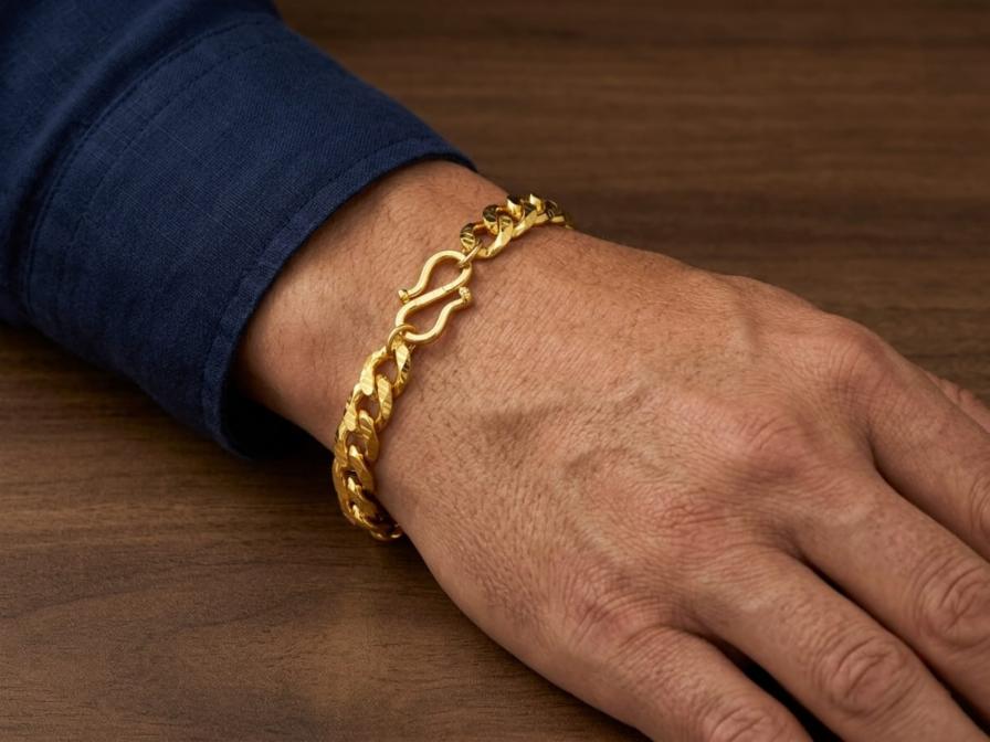 Gold Plated Diamond Cut Curb Chain Bracelet for Men and Women