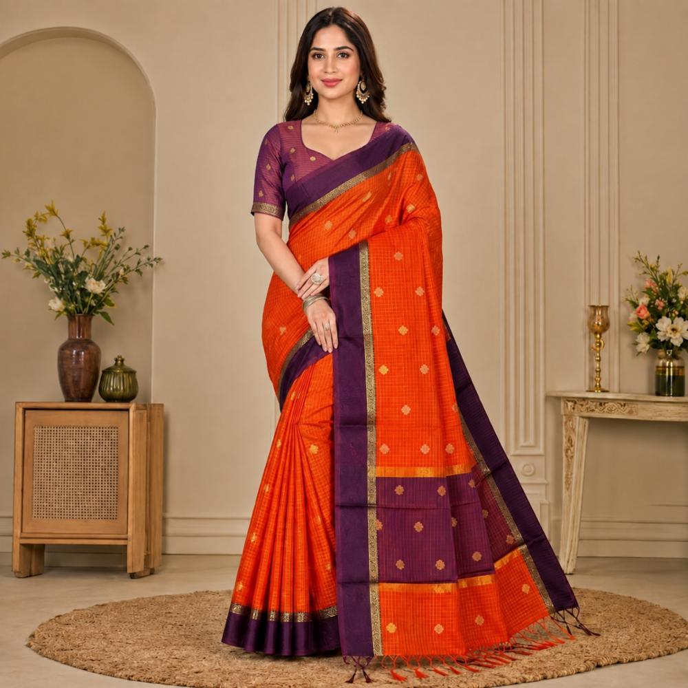 Banarasi Soft Silk Saree with Woven Design Blouse