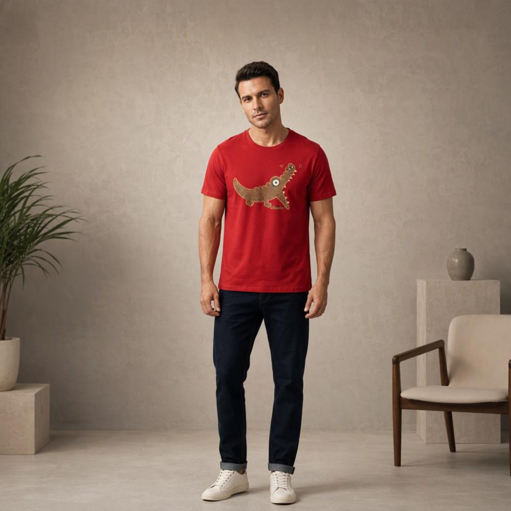 Red Alligator Graphic T-Shirt for Men