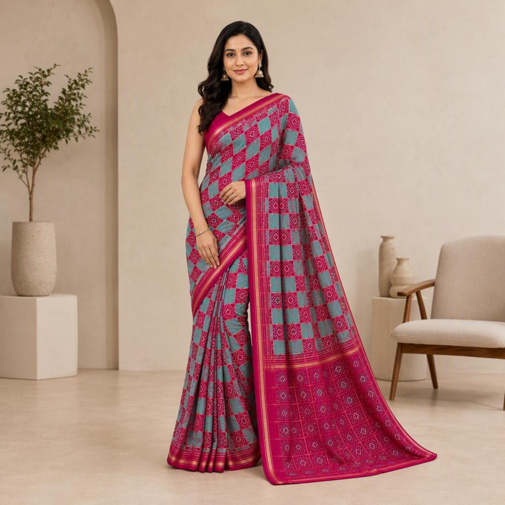 Mysore Crepe Viscose Saree with Weaving Butti