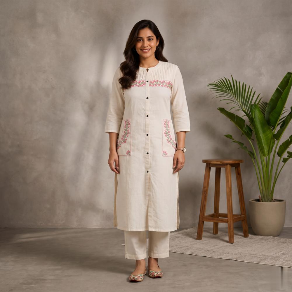 Premium Cotton Thread Work Kurta Palazzo Set for Women
