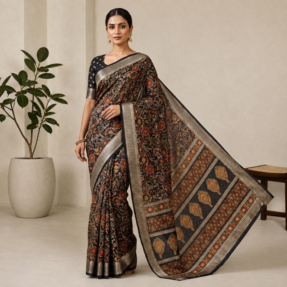 Premium Georgette Saree with Uniform Design and Matching Blouse