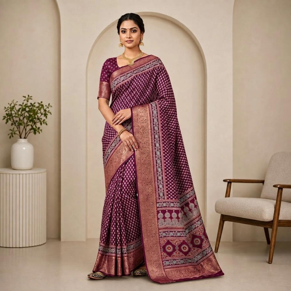 Mysore Silk Saree with Blouse and Border