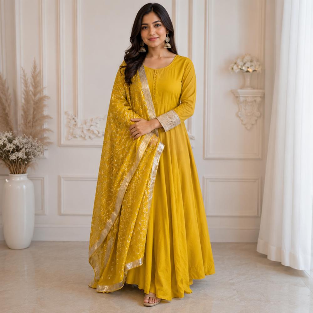 Designer Padded Party Wear Gown with Dupatta