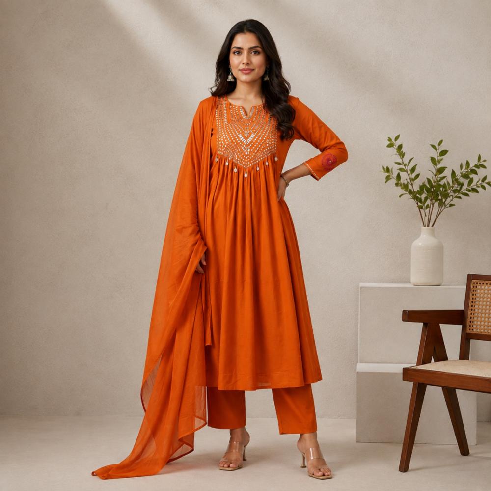 Cotton 60X60 Three Piece Suit Set for Women