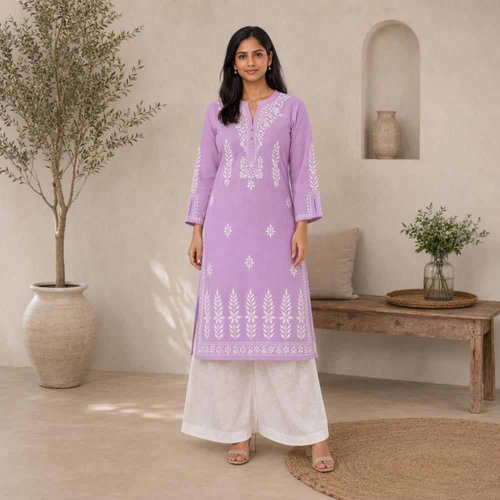 Lucknowi Chikankari Cotton Designer Kurti