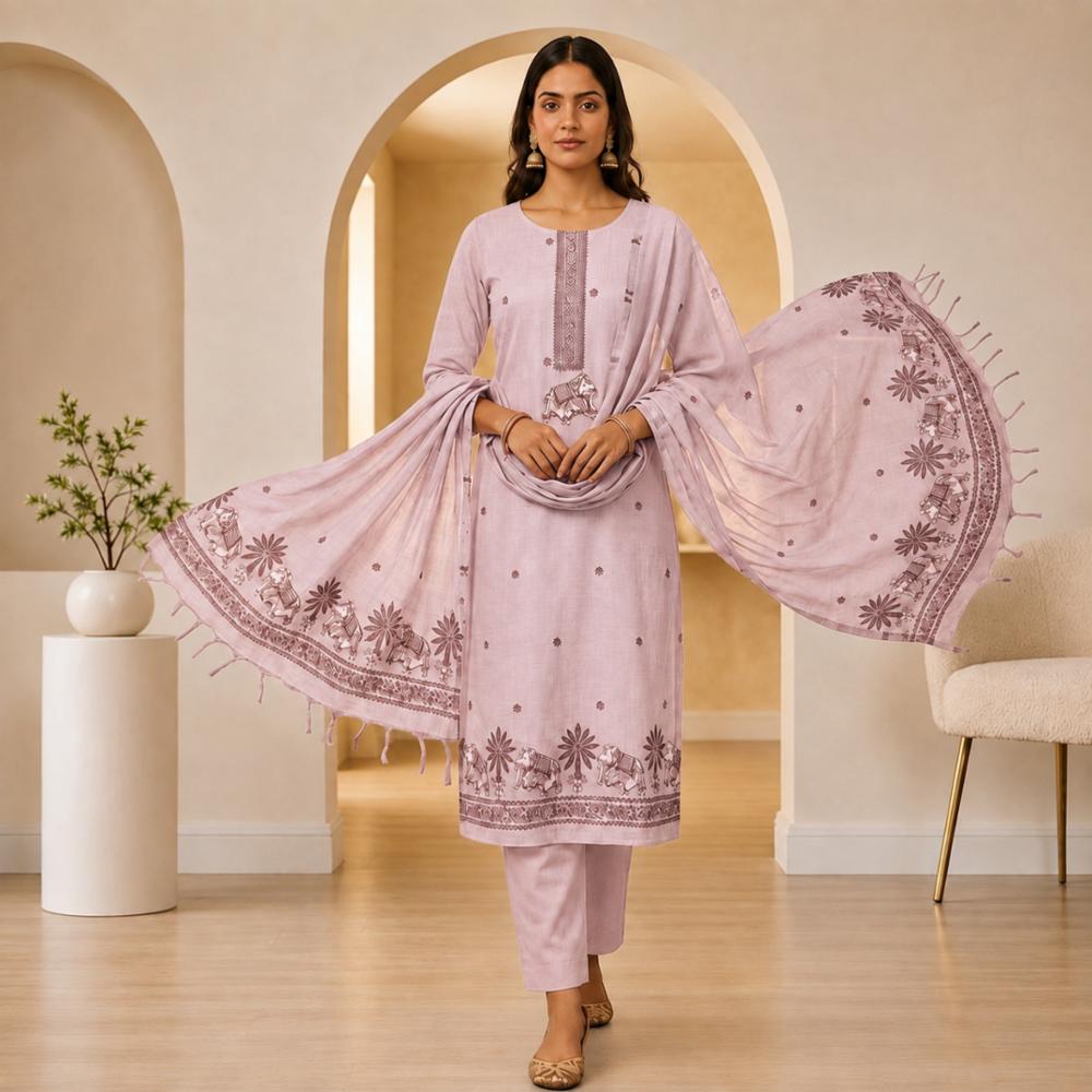 Muga Cotton Jamdani Pichwai Weaving Salwar Suit Dress Material
