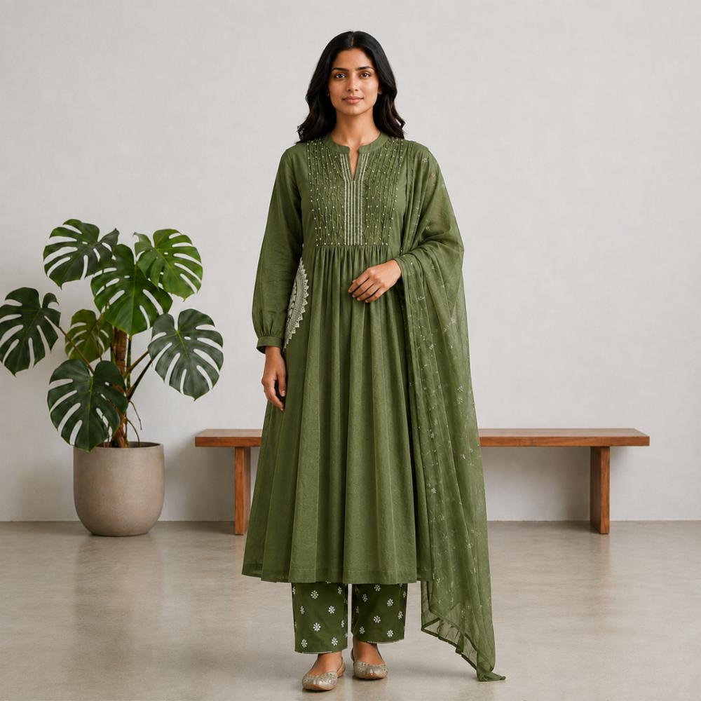 Designer Cotton 60X60 Anarkali Suit Set