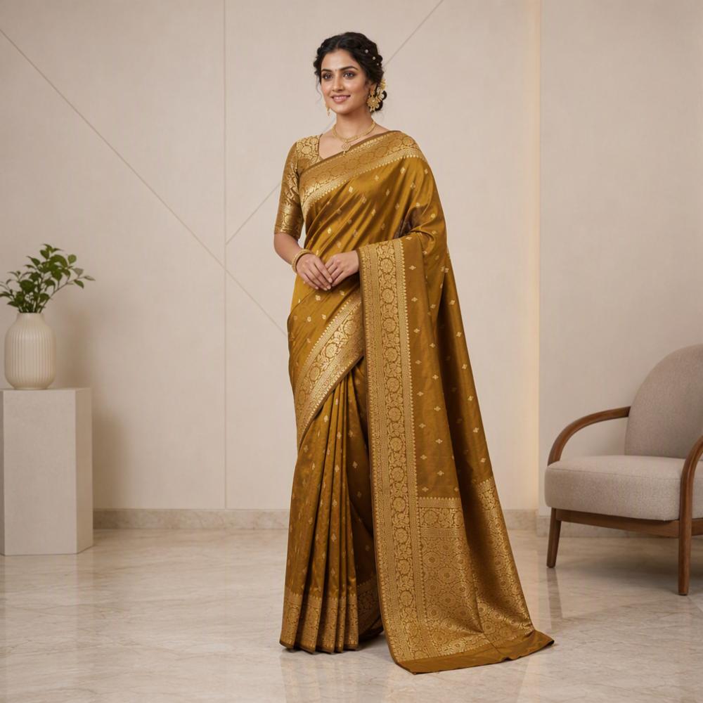 Banarasi Katan Soft Silk Saree with Rich Zari Weaving and Brocade Blouse