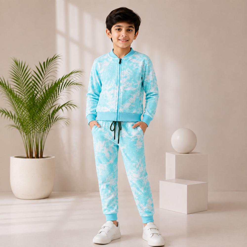 Unisex Kids Tie and Dye Loopknit Cotton Tracksuit (3-12 Years)