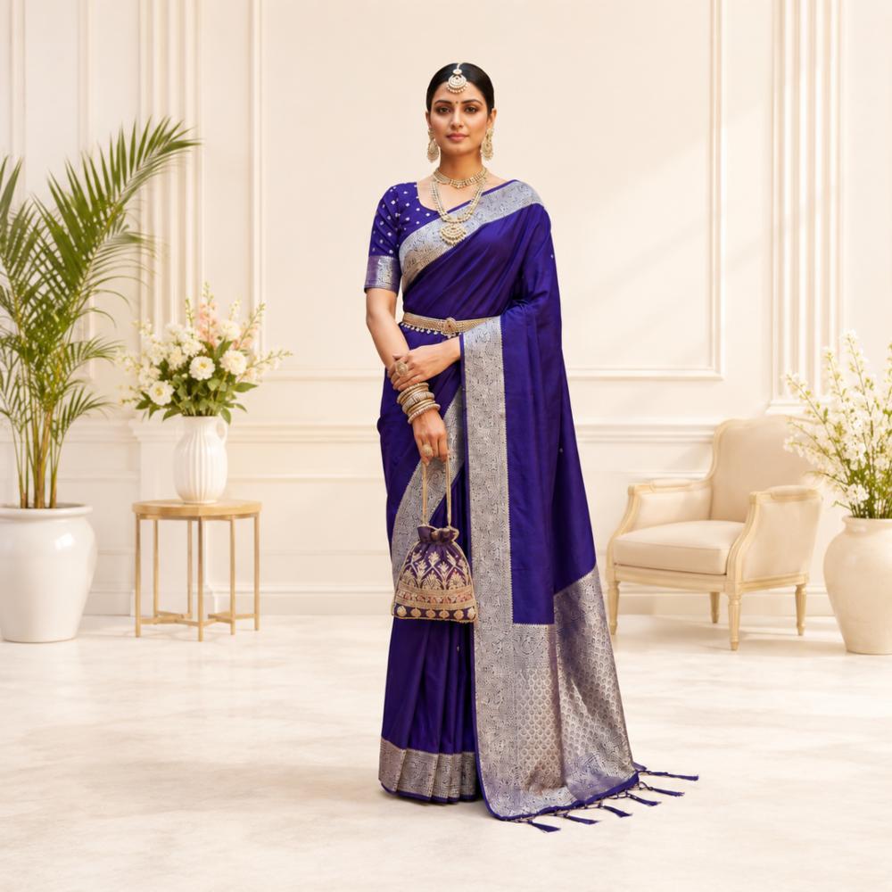 Soft Premium Silk Saree with Plain Body and Zari Weaving Pallu