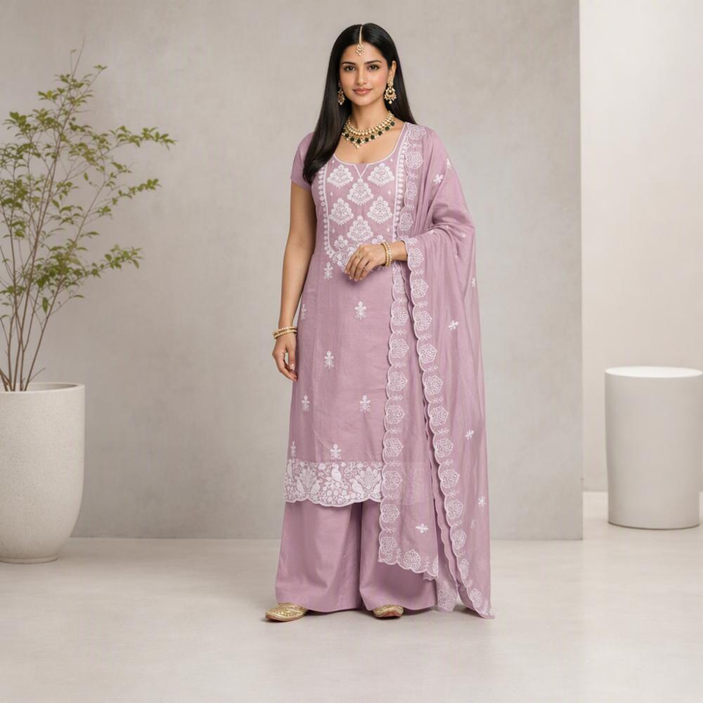 Unstitched Dress Material With Dupatta And Bottom