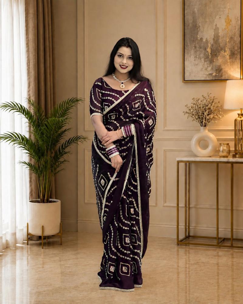 Pure Soft Fandy Satin Silk Saree with Hand Work and Fancy Lace Border