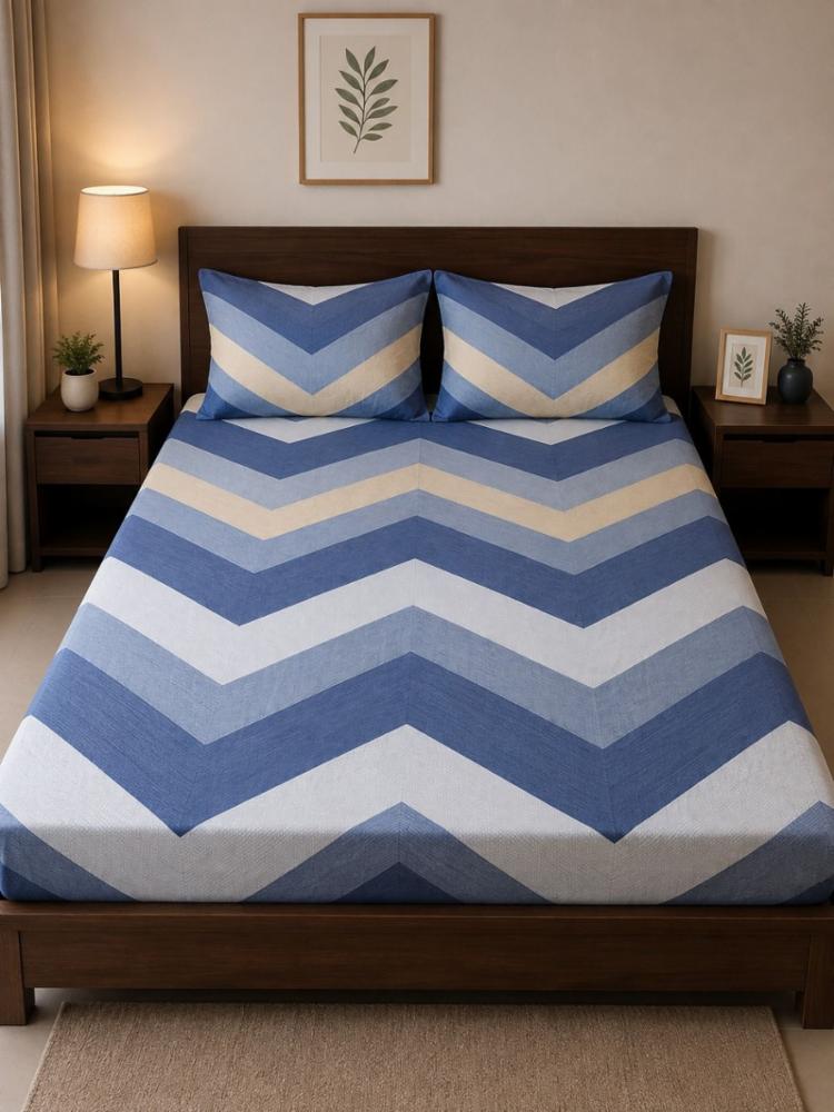 Luxury Glace Cotton Fitted Bedsheet with 2 Pillow Covers