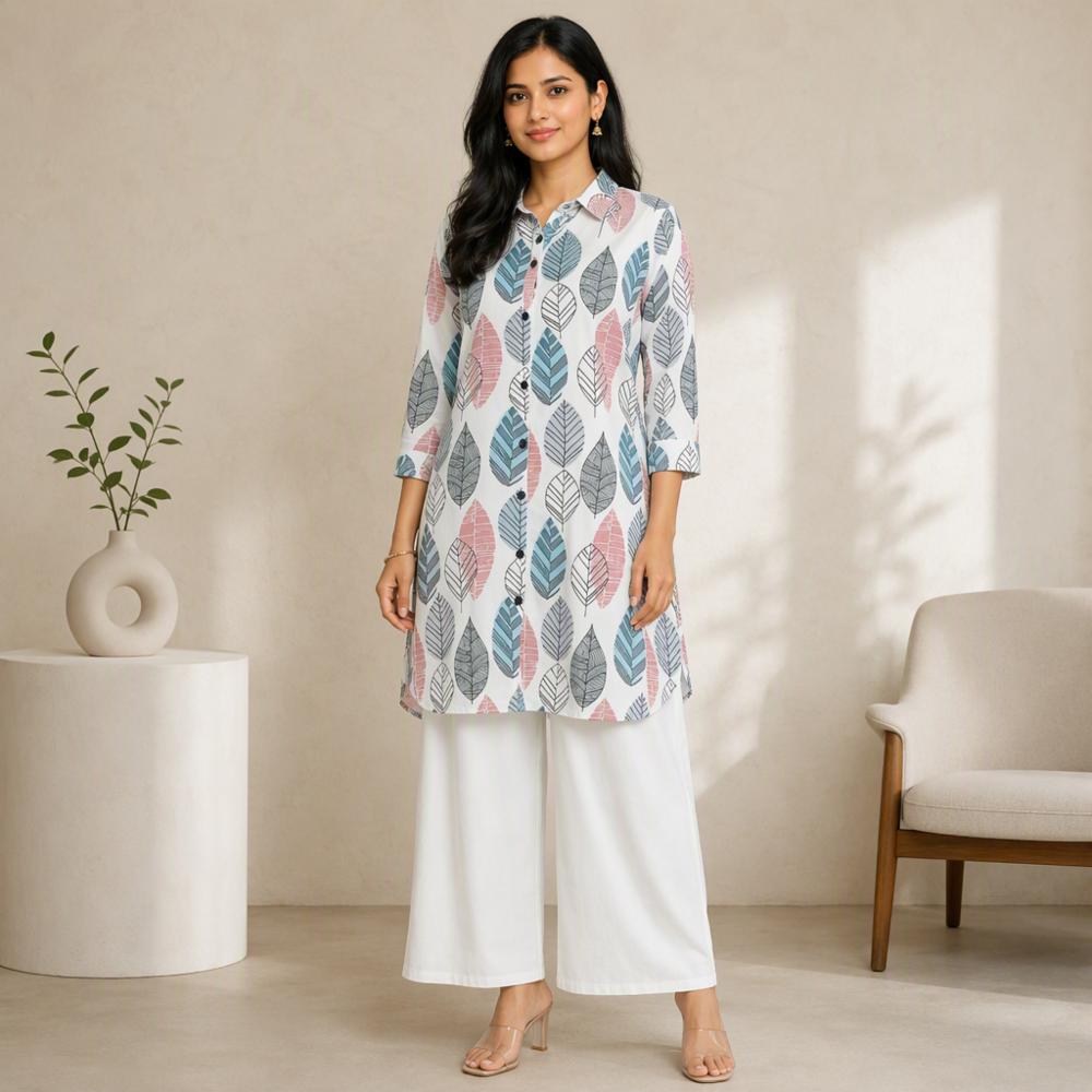 Rayon Kurti with Digital Print Palazzo Set